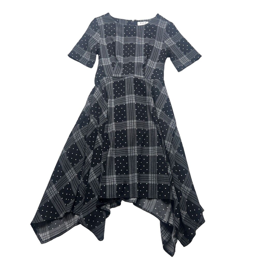 Elle Dress Women's Black White irregular hem Dress S